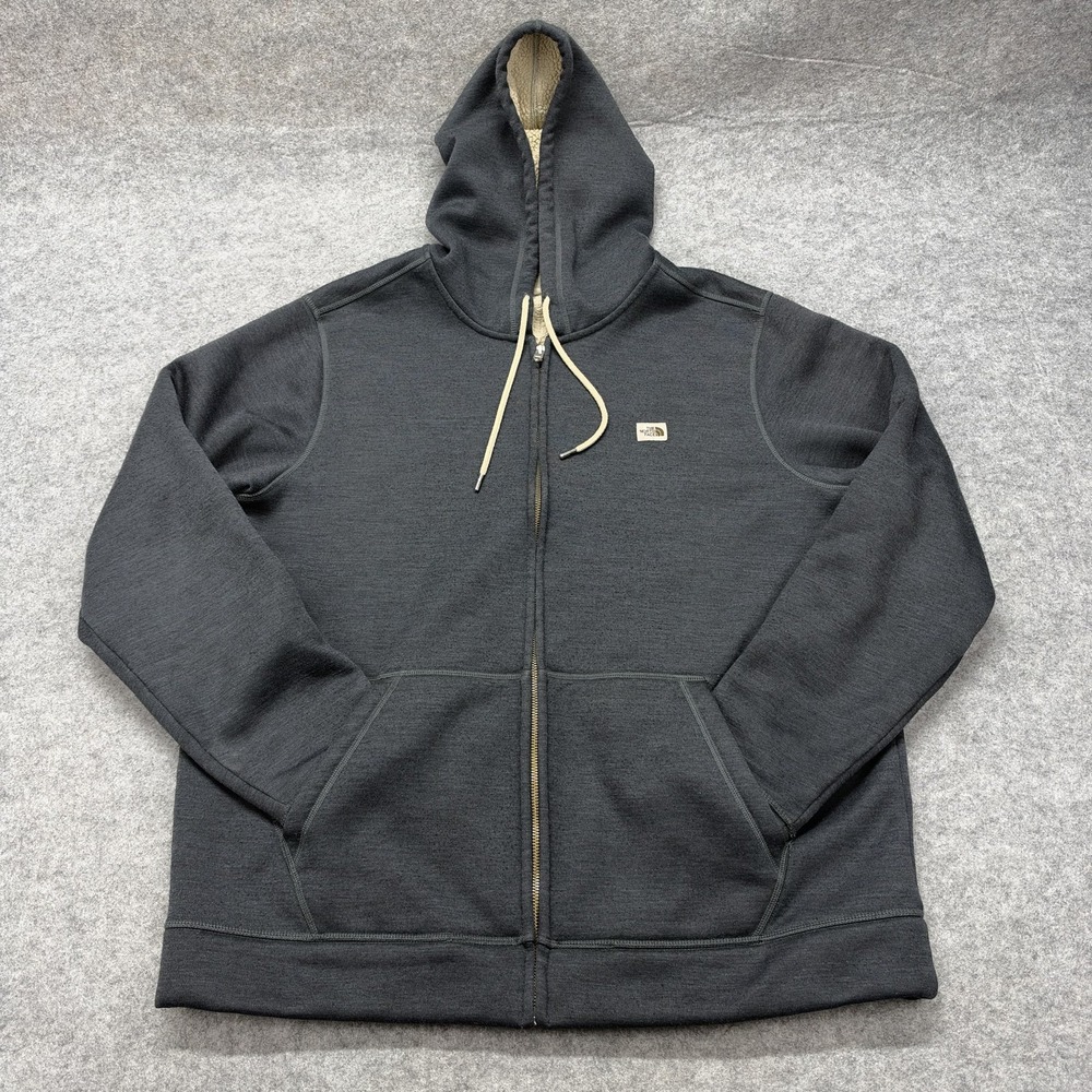 The North Face Sherpa Patrol Hoodie Mens XL Gray Full Zip Heavyweight Fleece